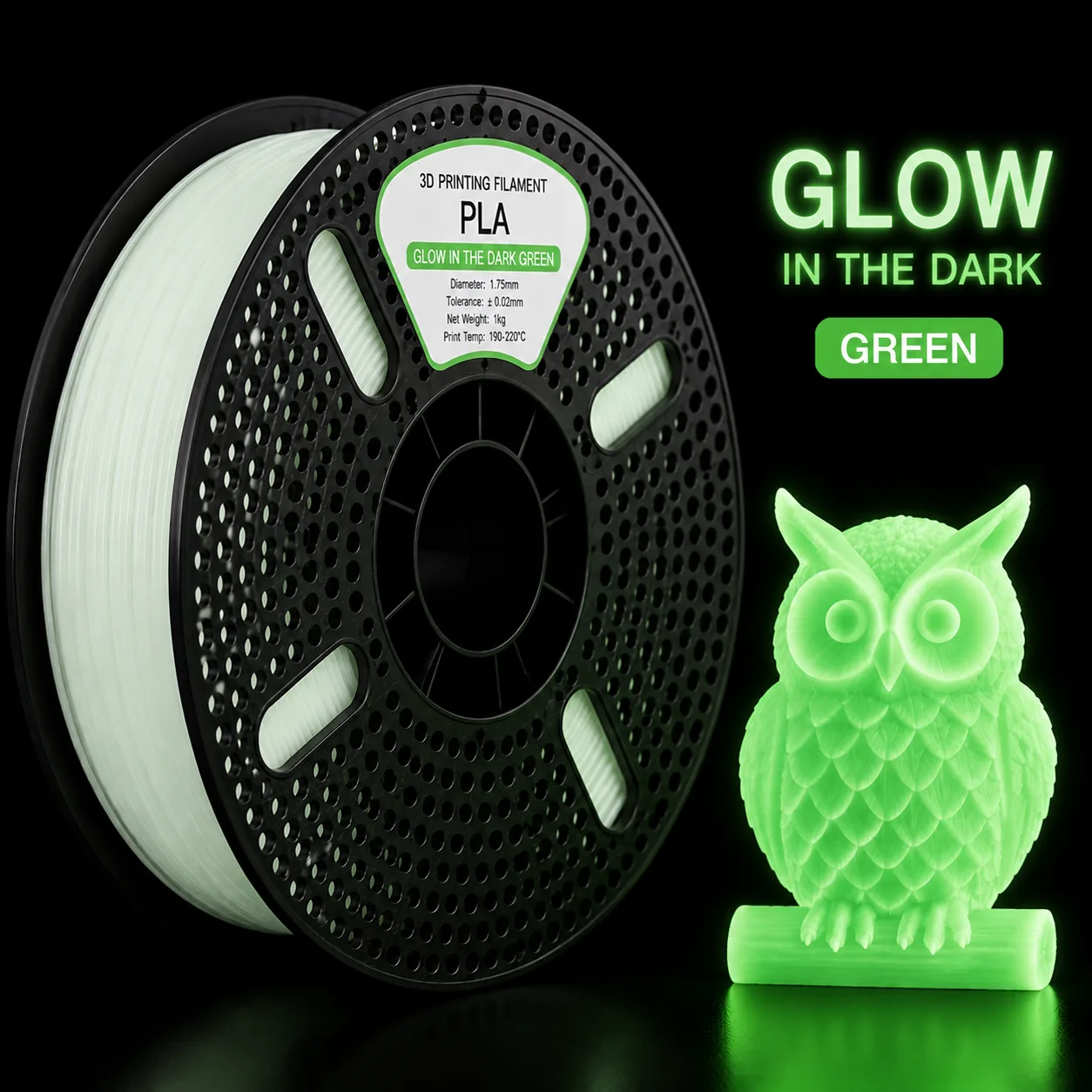 Filamento per stampante 3D Noray in PLA fosforescente, emette luce al buio, filamento plastico ecocompatibile per stampanti 3D