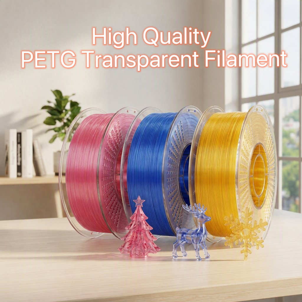 Filamento PETG para impressora 3D da NORAY, em múltiplas cores transparentes, 1,75 mm, resistente a ácidos e álcalis, suporta altas temperaturas e apresenta alta transmissão luminosa