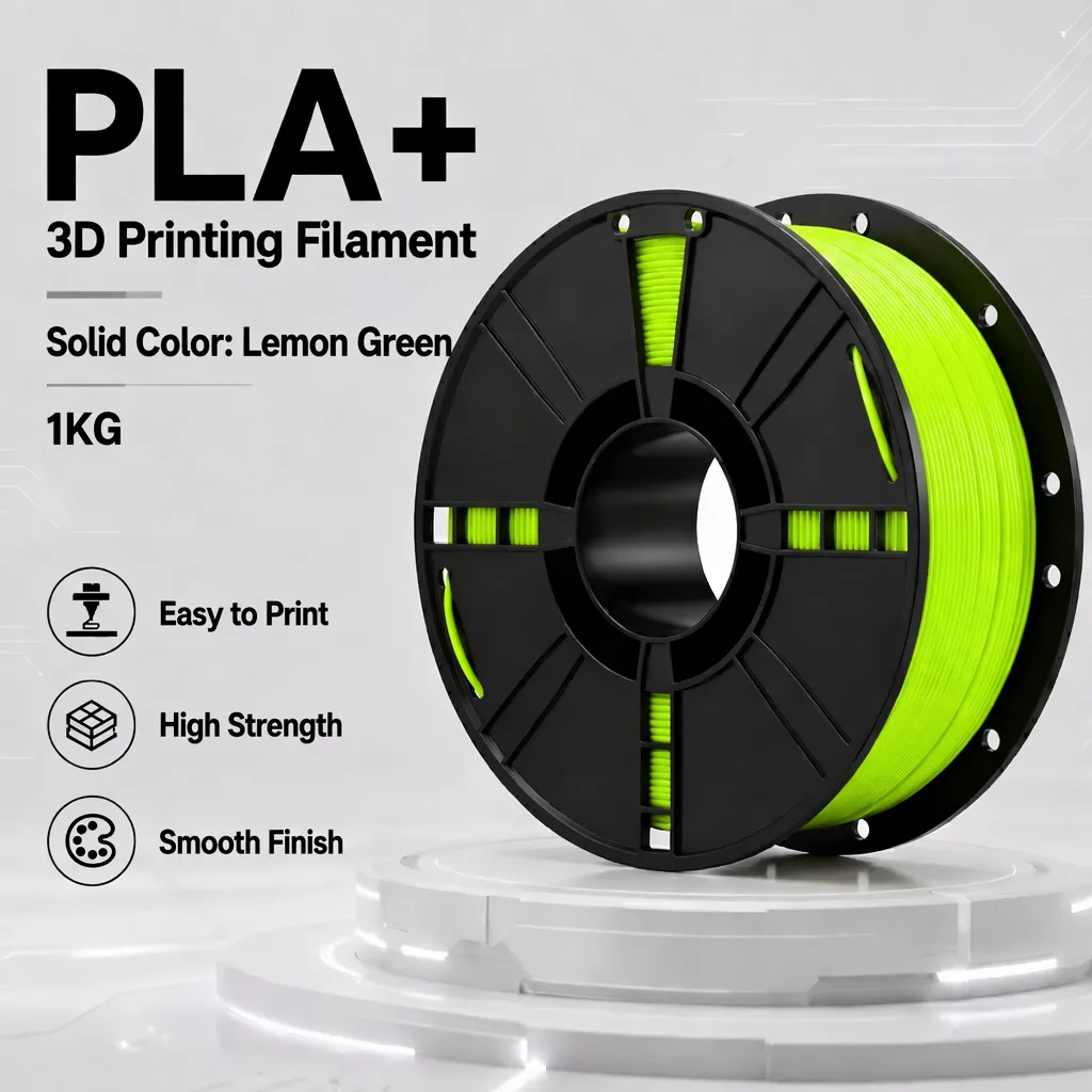 Maßgeschneidertes Zitronengrün-PLA+-Filament 1,75 mm, OEM/ODM-PLA-Plus-Verbrauchsmaterial für 3D-Drucker, 1 kg, Private-Label-Service mit Spritzguss