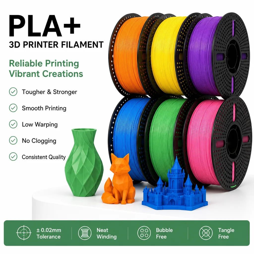 Factory Supply PLA+ 3D Printing Filament 1kg Spool Smooth Printing Bubble Free Tangle Free for Creative Projects