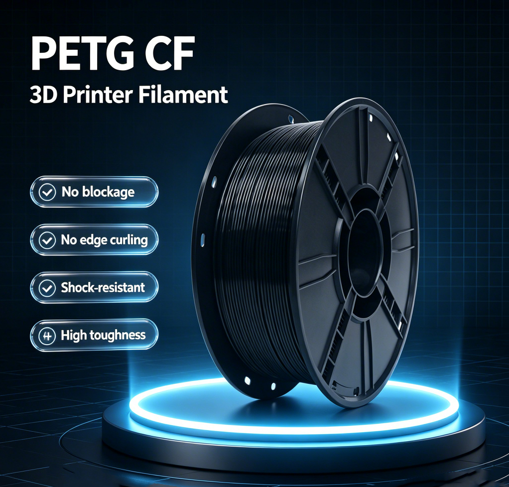 filamento para Impressão 3D PETG CF com Fibra de Carbono, Cor Preto, Diâmetro 1,75 mm, Origem China, Consumíveis para Impressora 3D