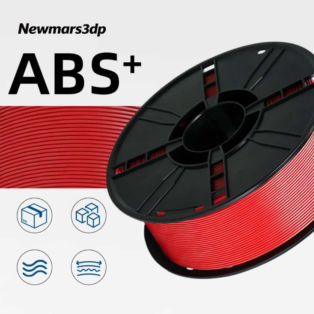 Nowy filament 3D NORAY czerwony ABS+ o średnicy 1,75 mm, odporny na ścieranie i wysokie temperatury, nie zapycha się, tolerancja średnicy ±0,02 mm, szpulka 1 kg, uniwersalny do drukarek Bambu i ESUN