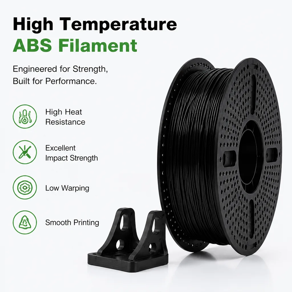 Hitzebeständiges ABS-Filament mit hoher Temperaturbeständigkeit für 3D-Drucker – Verbrauchsmaterial mit geringer Schrumpfung und ohne Rissbildung für funktionale Teile und elektronische Gehäuse