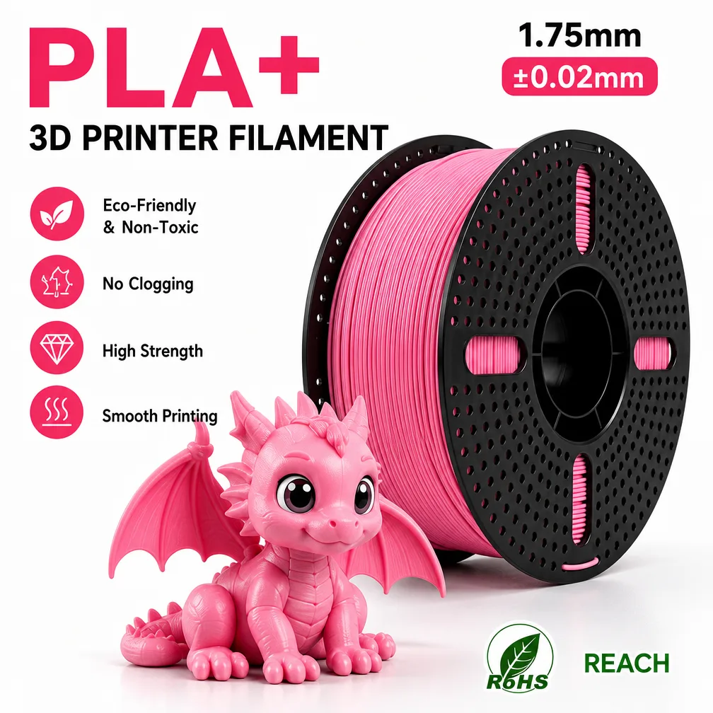 PLA+ 3D Printer Filament 1.75mm,1kg Spool,High Toughness Low Warpage,Good Layer Adhesion OEM ODM for FDM 3D Printers