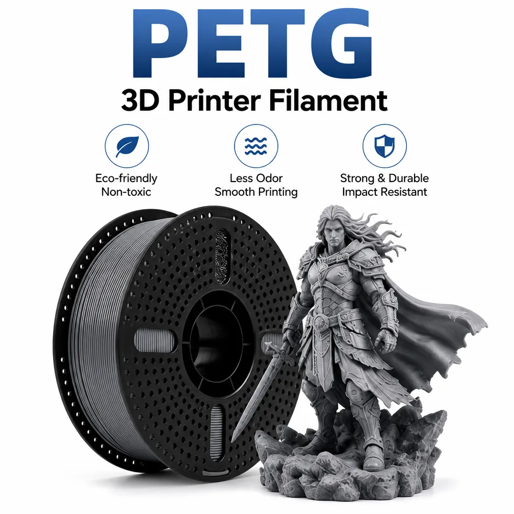 PETG 3D 프린터 필라멘트, 1.75mm, ±0.02mm 허용오차, 높은 강도, 낮은 냄새, 거품 없음, 꼬임 방지, FDM 3D 프린터용 OEM ODM