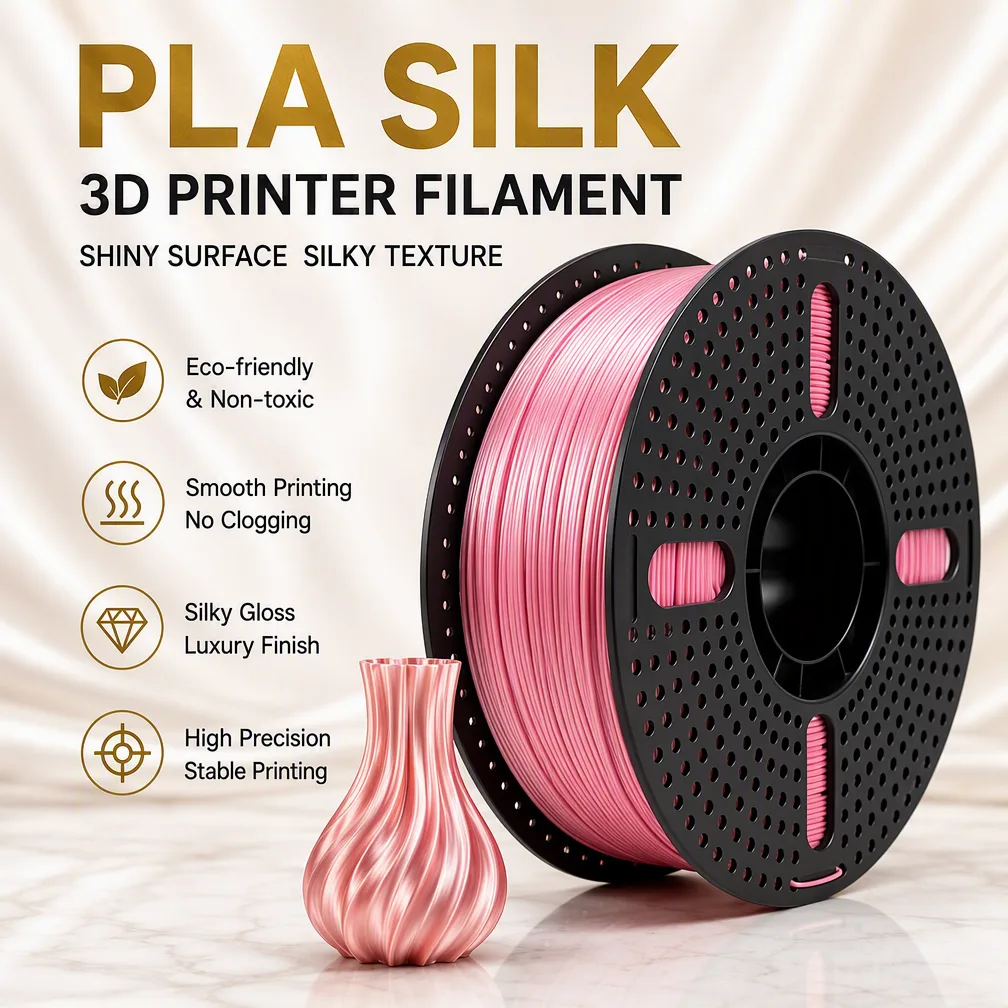 OEM PLA Silk 3D Printer Filament 1.75mm,1kg Spool, Custom Private Label & Color Matching for FDM 3D Printers