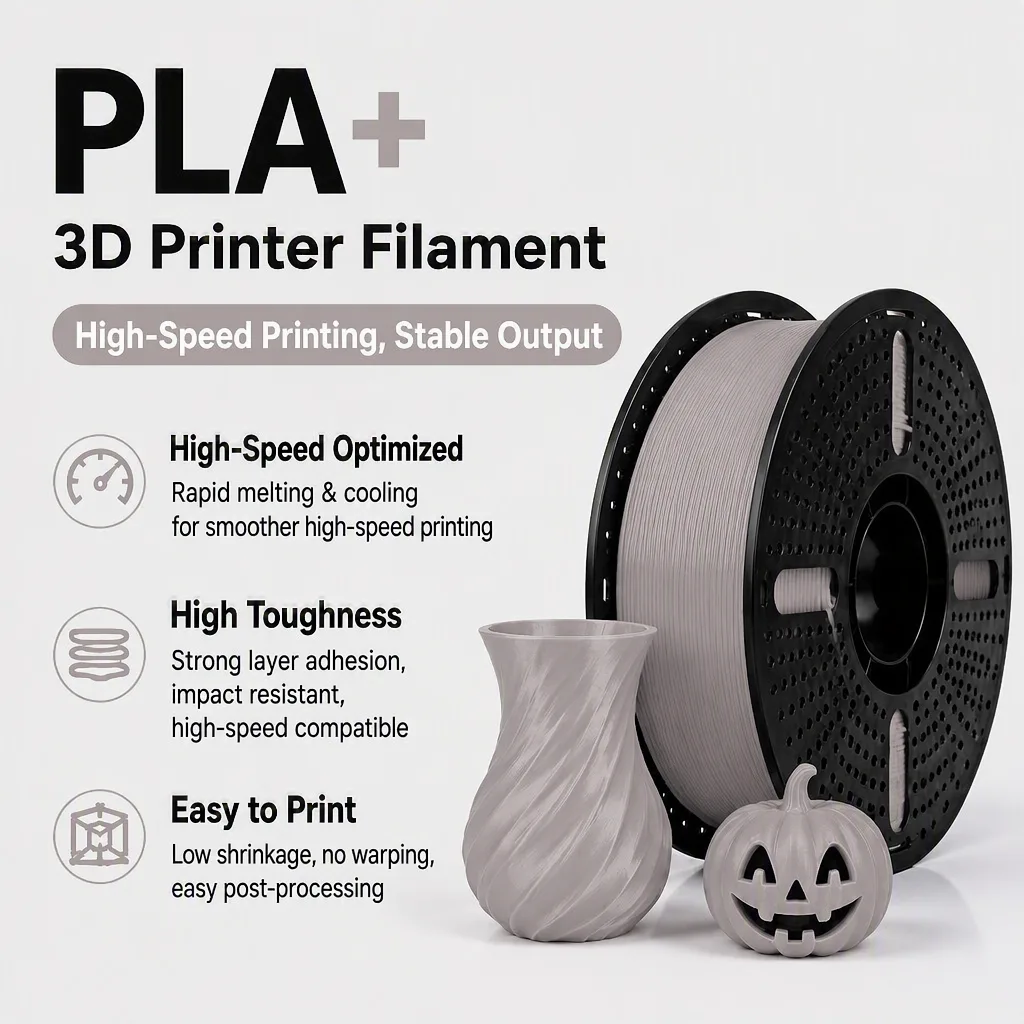 PLA+-3D-Druck-Filament 1,75 mm mit Toleranz ±0,02 mm, vakuumgewickelte Spule mit offenem Nabenbereich, Hochgeschwindigkeits-PLA-Plus-Filament 1 kg für FDM