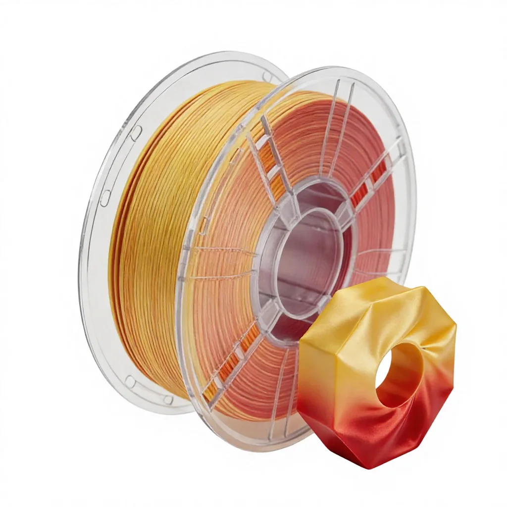 Seiden-PLA-3D-Drucker-Filament, zweifarbige Ausführung, 1,75 mm/2,85 mm/3,5 mm, 1 kg-Spule, geringe Schrumpfung, 190–220 °C