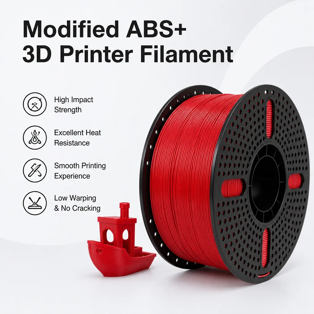 Modifizierter ABS+-Plus-Filament, 1-kg-Spule, hitzebeständig, glatter Druck für funktionale Teile